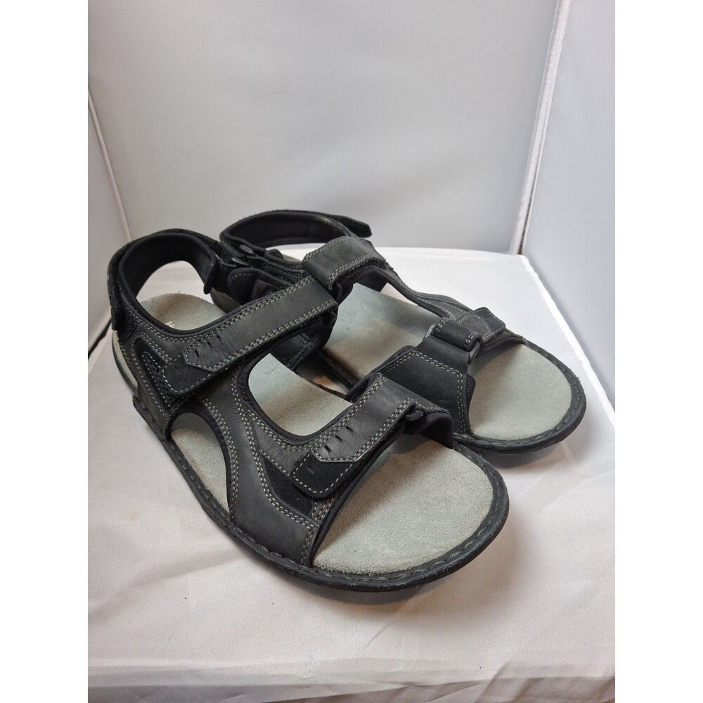 HUSH PUPPIES Men's Comfortable Leather Sandals Black Size 13 EW (Extra Wide)